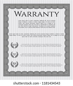 Grey Warranty Certificate template. Money Pattern design. With linear background. Customizable, Easy to edit and change colors. 