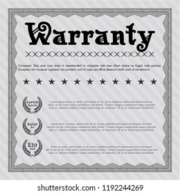 Grey Warranty Certificate template. Money Pattern design. With complex linear background. Vector illustration. 