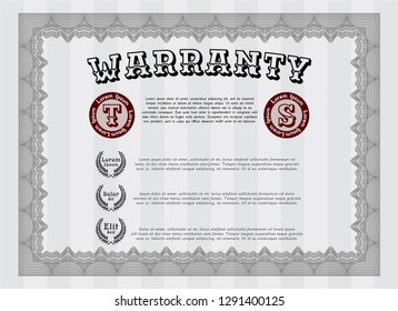 Grey Warranty Certificate template. Money design. With complex background. Vector illustration. 