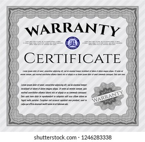 Grey Warranty Certificate template. Nice design. With great quality guilloche pattern. Customizable, Easy to edit and change colors. 