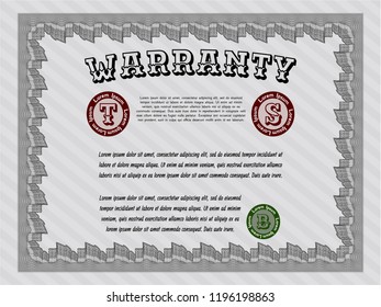 Grey Warranty Certificate template. Perfect design. With great quality guilloche pattern. Customizable, Easy to edit and change colors. 