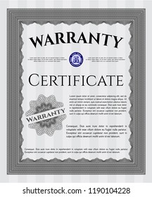 Grey Warranty Certificate template. Printer friendly. Cordial design. Customizable, Easy to edit and change colors. 