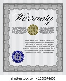 Grey Warranty Certificate template. Printer friendly. Customizable, Easy to edit and change colors. Artistry design. 