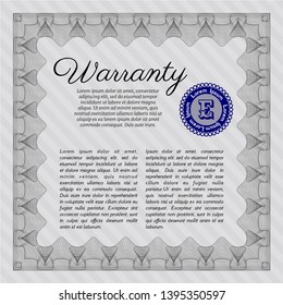 Grey Warranty Certificate template. Printer friendly. Vector illustration. Cordial design. 