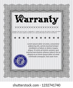 Grey Warranty Certificate template. With quality background. Money style design. Customizable, Easy to edit and change colors. 