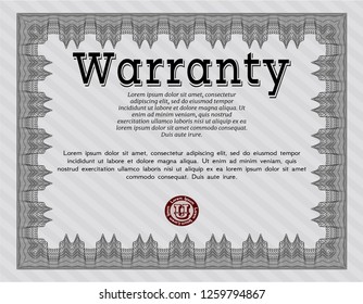 Grey Warranty Certificate template. Retro design. With guilloche pattern and background. Customizable, Easy to edit and change colors. 