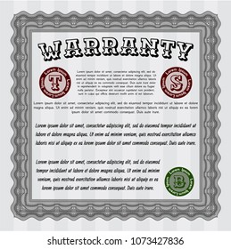  Grey Warranty Certificate template. Vector illustration. With complex background. Artistry design. 