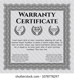  Grey Warranty Certificate template. Vector illustration. With great quality guilloche pattern. Money style design. 