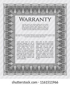 Grey Warranty Certificate template. Vector illustration. With complex background. Retro design. 