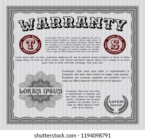Grey Warranty Certificate template. Vector illustration. With quality background. Excellent design. 