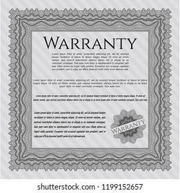 Grey Warranty Certificate template. Vector illustration. With complex linear background. Excellent design. 