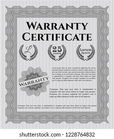 Grey Warranty Certificate template. Vector illustration. With complex background. Beauty design. 