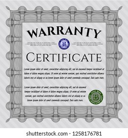 Grey Warranty Certificate template. Vector illustration. Easy to print. Beauty design. 