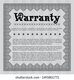 Grey Warranty Certificate template. Vector illustration. With complex linear background. Sophisticated design. 