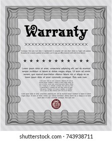 Grey Warranty Certificate template. Vector illustration. With guilloche pattern and background. Cordial design. 