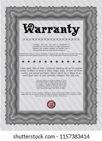 Grey Warranty. With complex background. Cordial design. Vector illustration. 