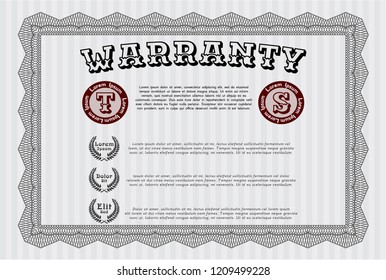 Grey Warranty. With complex background. Money Pattern. Customizable, Easy to edit and change colors. 