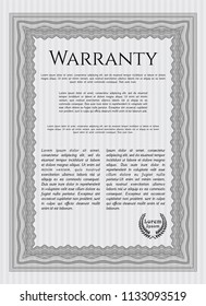 Grey Warranty. With complex background. Nice design. Detailed. 