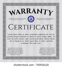 Grey Warranty. Complex background. Vector illustration. Superior design. 