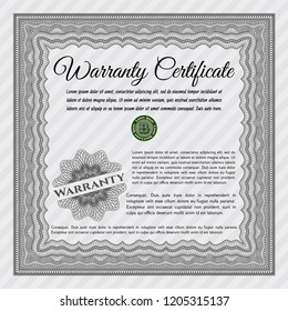 Grey Warranty. With complex linear background. Elegant design. Vector illustration. 