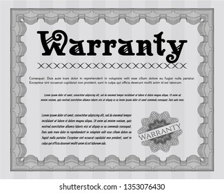 Grey Warranty. With complex linear background. Artistry design. Detailed. 