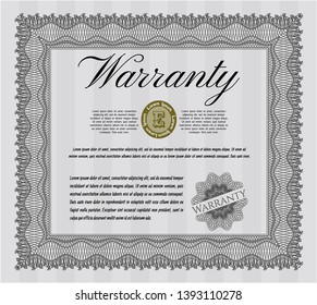 Grey Warranty. With complex linear background. Money Pattern design. Vector illustration. 