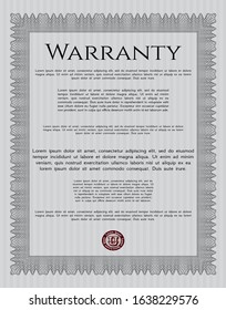 Grey Warranty. With complex linear background. Beauty design. Detailed. 