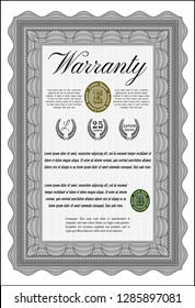 Grey Warranty. Customizable, Easy to edit and change colors. With linear background. Elegant design. 