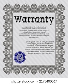 Grey Warranty. Elegant design.  With guilloche pattern.  Vector illustration. 