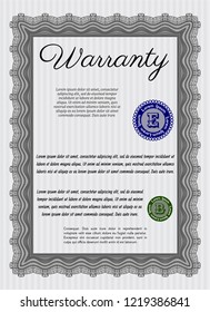 Grey Warranty. Elegant design. Vector illustration. With complex background. 