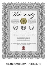 Grey Warranty. Excellent design. With great quality guilloche pattern. Vector illustration. 