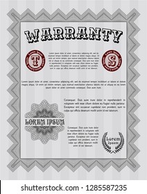 Grey Warranty. With great quality guilloche pattern. Vector illustration. Retro design. 