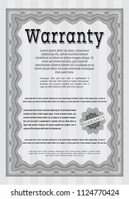 Grey Warranty. With guilloche pattern and background. Customizable, Easy to edit and change colors. Beauty design. 