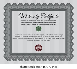 Grey Warranty. With guilloche pattern and background. Customizable, Easy to edit and change colors. Good design. 