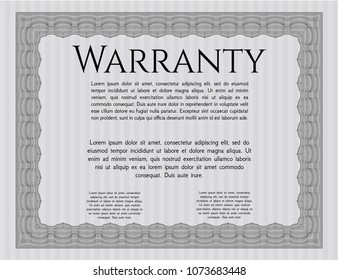  Grey Warranty. With guilloche pattern. Nice design. Vector illustration. 