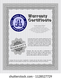 Grey Warranty. With guilloche pattern. Retro design. Detailed. 