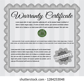 Grey Warranty. Money Pattern design. Customizable, Easy to edit and change colors. With linear background. 