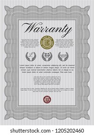 Grey Warranty. Money Pattern. Vector illustration. With complex linear background. 