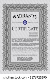 Grey Warranty. Money style design. Vector illustration. With complex background. 