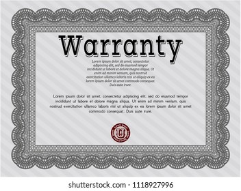 Grey Warranty. Nice design. Vector illustration. With complex background. 