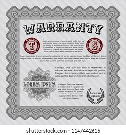 Grey Warranty. Nice design. Vector illustration. With guilloche pattern. 