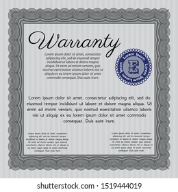 Grey Warranty. Perfect design. Customizable, Easy to edit and change colors. With guilloche pattern and background. 