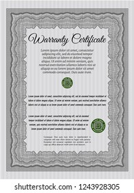 Grey Warranty. Perfect design. Detailed. With guilloche pattern and background. 