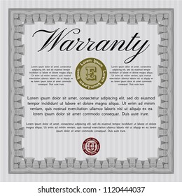 Grey Warranty. Printer friendly. Vector illustration. Superior design. 