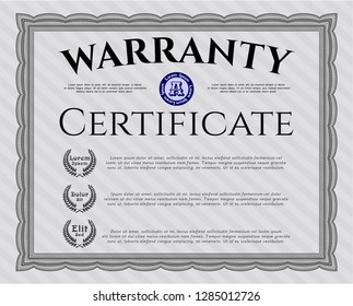 Grey Warranty. Printer friendly. Vector illustration. Money Pattern design. 