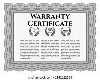 Grey Warranty. With quality background. Cordial design. Vector illustration. 