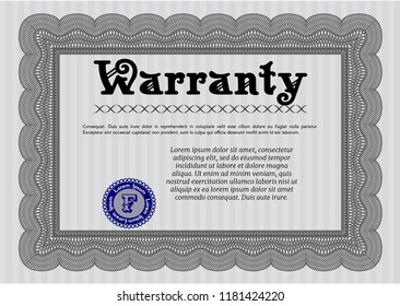 Grey Warranty. With quality background. Retro design. Vector illustration. 
