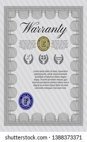 Grey Warranty. With quality background. Vector illustration. Money style design. 