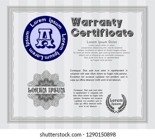 Grey Warranty. Sophisticated design. With guilloche pattern and background. Customizable, Easy to edit and change colors. 