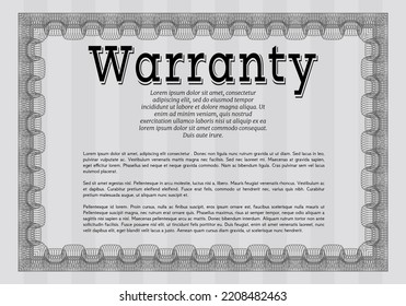 Grey Warranty. Sophisticated design.  Printer friendly.  Vector illustration. 